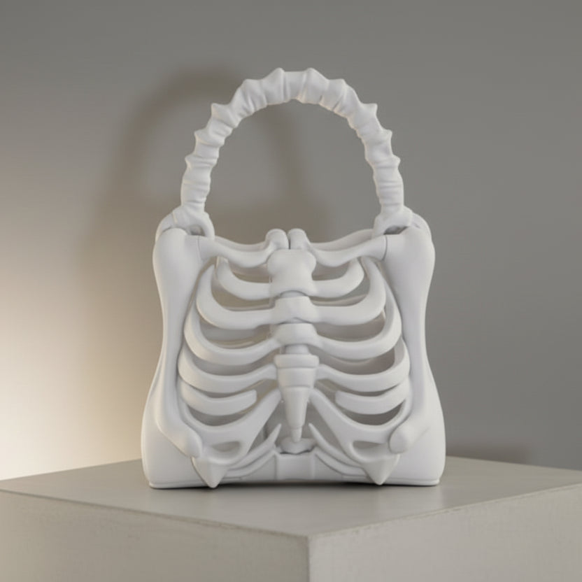 Ribcage Skeleton Handbag – Gothic Sculptural Bone Tote